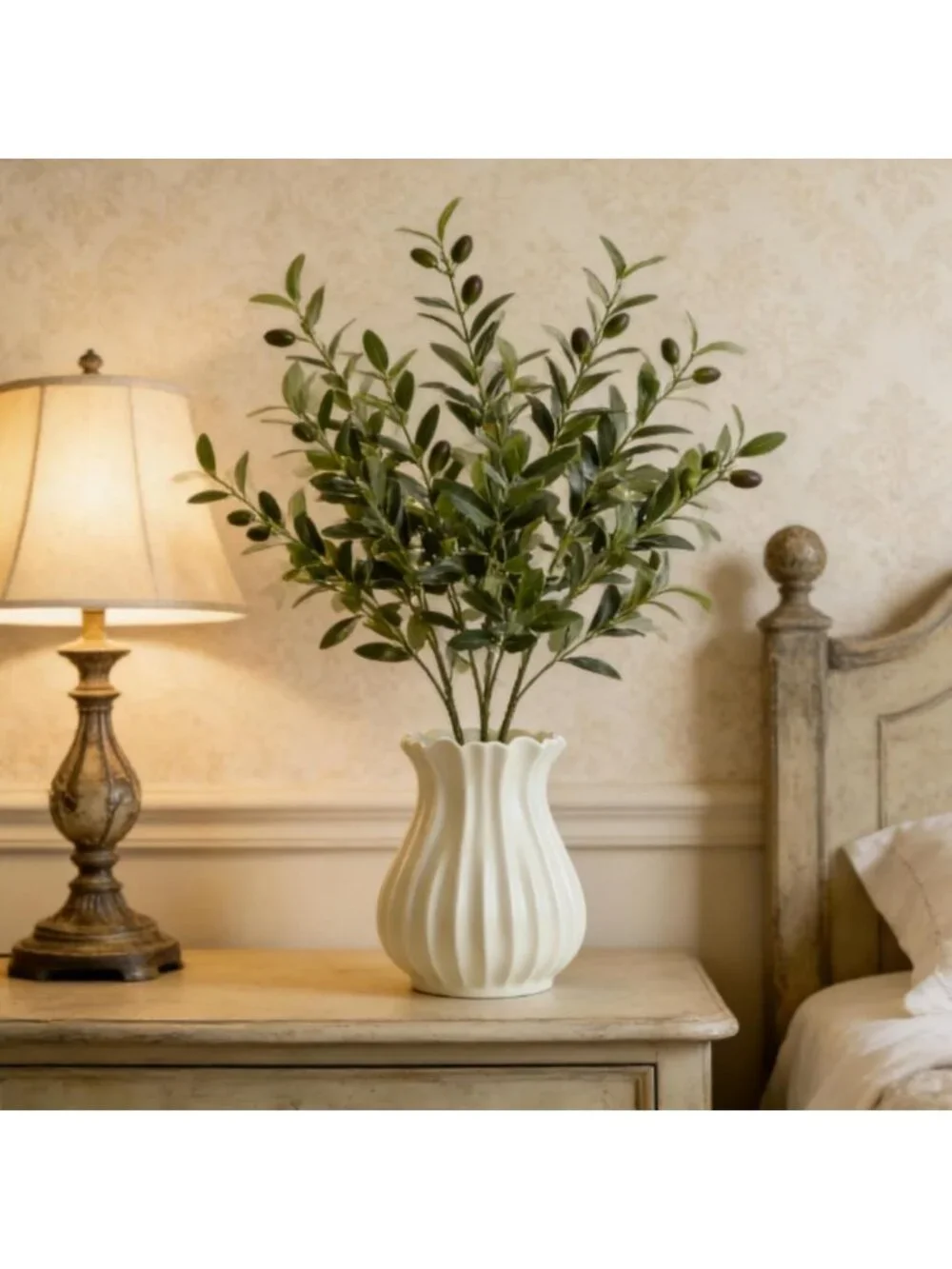 Vintage White Pleated Ceramic Vase for Flowers | Stylish Home Decor Centerpiece